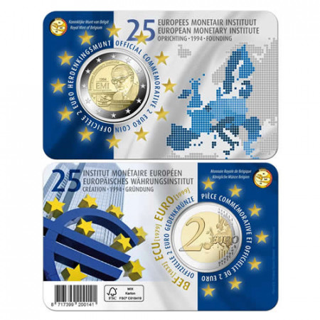 2019 * 2 Euro BELGIQUE "25e Institut Monétaire Européen" Version Hollandais Coincard