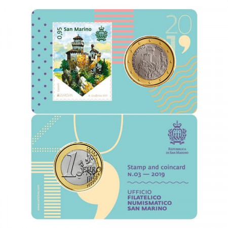 2019 * Coincard SAINT MARIN 1 Euro "Stamp and Coin - 03" BU