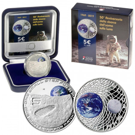 2019 * 5 Euro ITALIE "50e Premier Homme Sur La Lune" BE