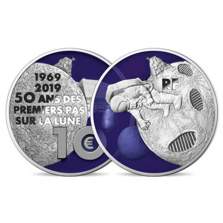 2019 * 10 Euro FRANCE "50ème Anniversaire des Premiers Pas Sur la Lune" BE