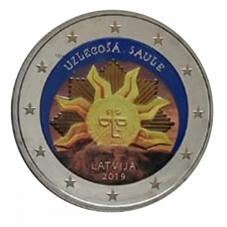 2019 * 2 Euro LETTONIE "Le Soleil Levant, Armoiries de la Lettonie” Coloré