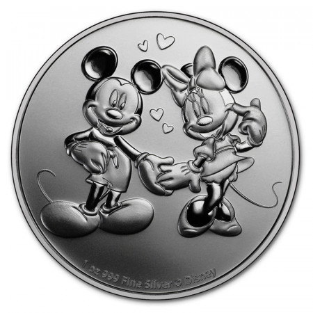 2020 * 2 Dollars Argent 1 OZ Niue Nouvelle-Zélande "Disney - Mickey & Minnie Mouse" BU