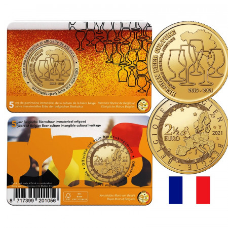 2021 * 2,50 Euro BELGIQUE "Bière Belge - Patrimoine Culturel" Version Français Coincard