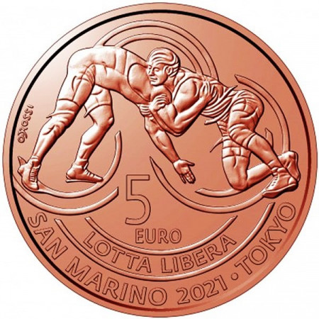 2021 * 5 Euro Cuivre SAINT MARIN "Victoire des Médailles Olympiques – Lutte Libre" BU