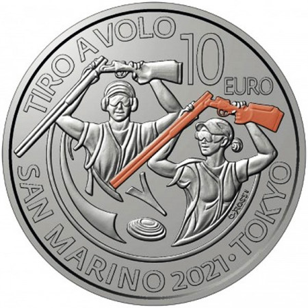 2021 * 10 Euro Argent SAINT MARIN "Victoire des Médailles Olympiques – Ball-Trap" BU, Colorée