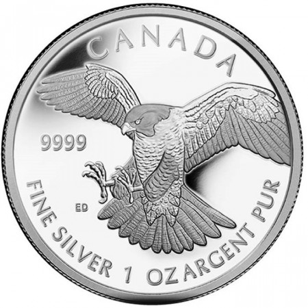 2014 * 5 Dollars Argent 1 OZ Canada "Oiseaux de Proie - Faucon Pèlerin" FDC