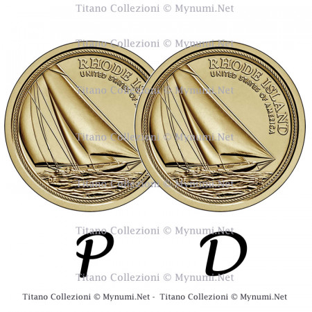 2022 * 2 x 1 Dollar États-Unis "American Innovation - Rhode Island - Reliance Yacht" P+D