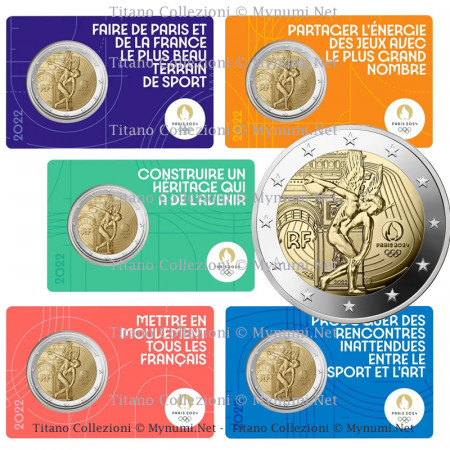 2022 * Set 5 x 2 Euro FRANCE "Jeux Olympiques d'Été - Paris 2024 (2/4)" Coincard BU