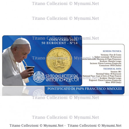 2023 * Coincard VATICAN 50 Centièmes "Pape François" N.14