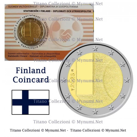 2025 * 2 Euros Finlande "Diplomatie et Politique Étrangère" UNC avec Coincard Officielle (Texte en Finnois/Suédois)