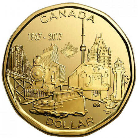 2017 * 1 Dollar (Loonie) Canada "150th Anniversary - My Canada, My Inspiration" UNC