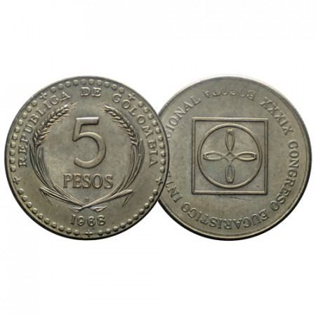 1968 B * 5 Pesos Colombie "Eucharistic Congress" (KM 230) UNC