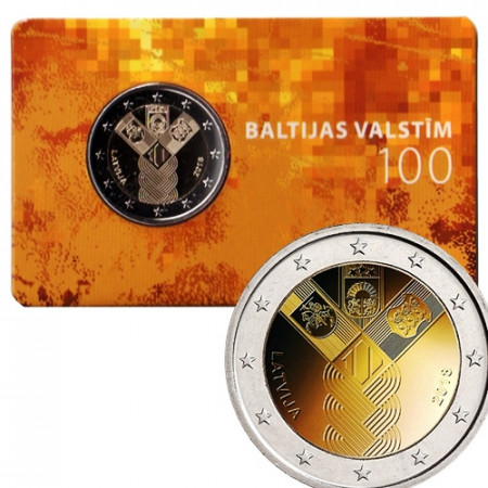 2018 * 2 Euro LETTONIE "100e Indépendance des Pays Baltes" Coincard