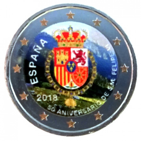 2018 * 2 Euro ESPAGNE "50e Anniversaire Roi Felipe VI" Coloré