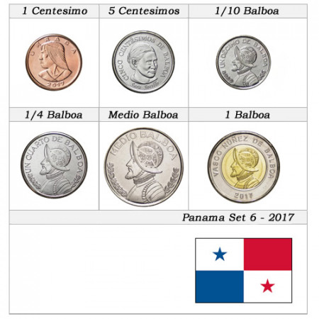 2017 * Série 6 Monnaies Panama "Balboa" UNC