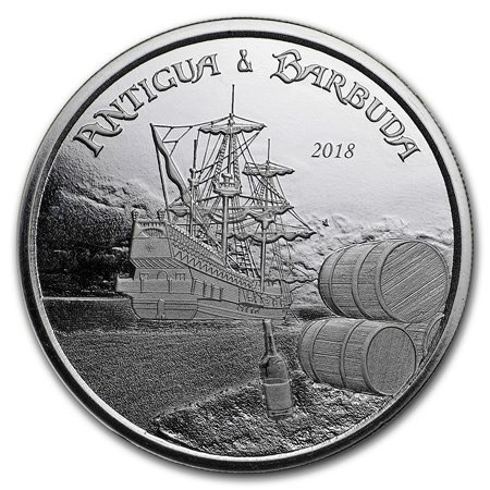 2018 * 2 Dollars Argent 1 OZ Eastern Caribbean - Antigua-et-Barbuda "Rum Runner" BU