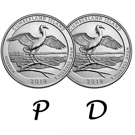 2018 * 2 x Quart de Dollar (25 Cents) États-Unis "Cumberland Island - Georgia" P+D