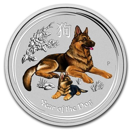 2018 * 1 Dollar Argent 1 OZ Australie "An du Chien" Coloré