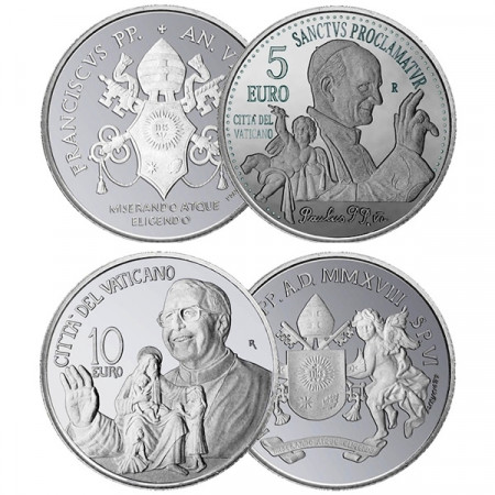 2018 * Diptyque 5 + 10 Euro Argent VATICAN "Pape François" An VI