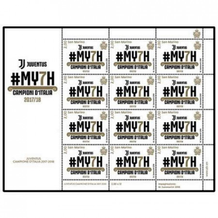 2018 * Feuille 12 Timbres Saint Marin 2,00 Euro "MY7H - Juventus Campione d'Italia"