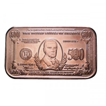 ND * Troy Ounce 1 OZ Once Cuivre "États Unis - 500 Dollars" BU