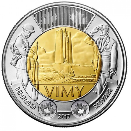 2017 * 2 Dollars Toonie Canada "Battle of Vimy Ridge" UNC
