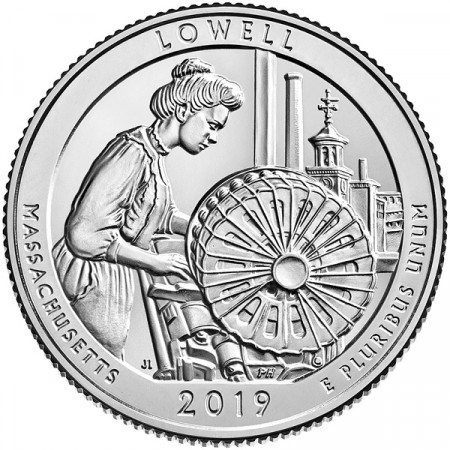 2019 * Quart de Dollar (25 Cents) États-Unis "Lowell Park - Massachusetts" UNC