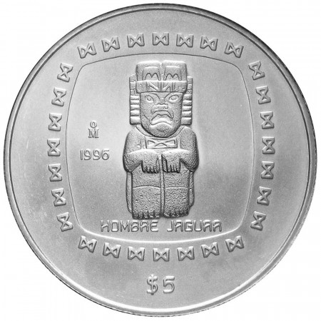1996 * 5 pesos 1 OZ Mexique Once argent Hombre Jaguar