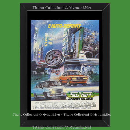 Ans 80 * Publicité Original "Feu Vert - BARRIER, POPOVICH, Renault, BMW" Cadre