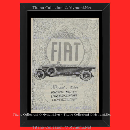 Ans 20 * Publicité Original "Fiat, Fiat Modello 519" Cadre