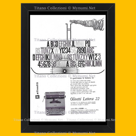 1960 * Publicité Originale 'Olivetti - Lettera 22 - Et Cette Année' Sous Cadre