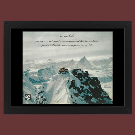 Ans 70 * Publicité Original "Maggiolino Volkswagen, Sul Monte Rosa" Cadre