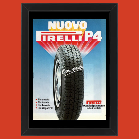 Ans 80 * Publicité Original "Pirelli, Nuovo P4" Cadre