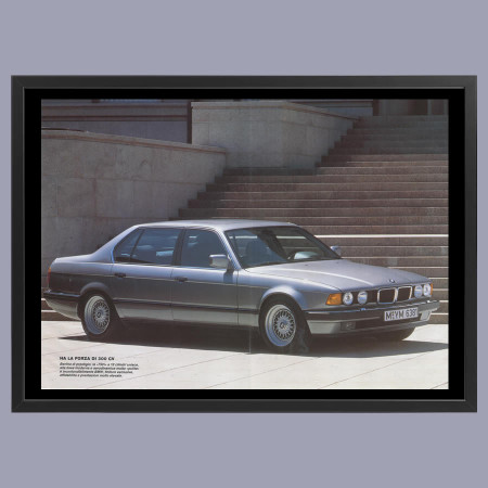 Ans 80 * Publicité Original "Bmw, 750i - Poster" Cadre