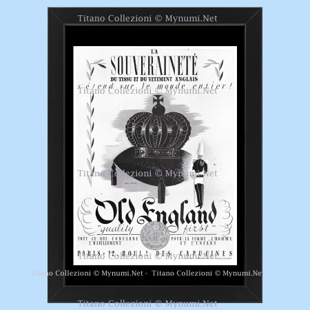 Ans 30 * Publicité Original "Old England - GUS ERLICH, La Souveraineté du Tissu et du Vetement Anglais" Cadre
