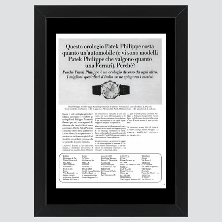 Ans 60 * Publicité Original "Patek Philippe, Costa Come Un' Automobile " Cadre