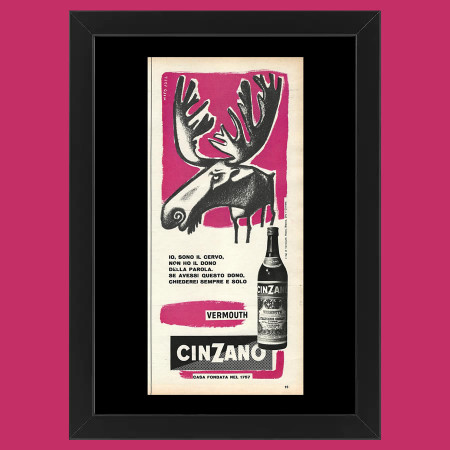 Ans 50 * Publicité Original "Cinzano - NICO EDEL, Vermouth Cinzano, Tipo 2" Cadre