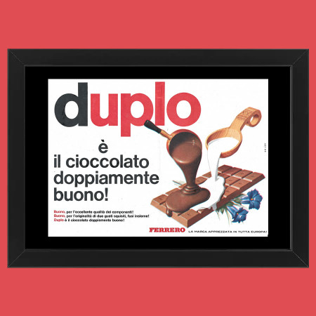 Ans 60 * Publicité Original "Ferrero - Duplo, Il Cioccolato Doppiamente Buono" Cadre