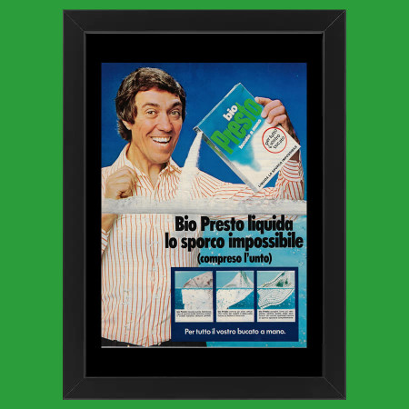 Ans 70 * Publicité Original "Bio Presto, Liquida Lo Sporco Impossibile" Cadre