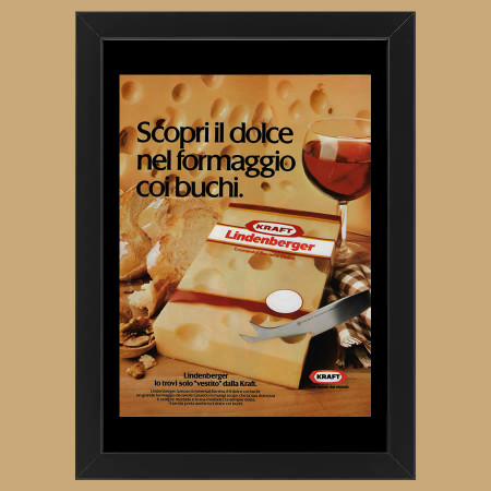 Ans 70 * Publicité Original "Kraft, Formaggio Lindenberger" Cadre