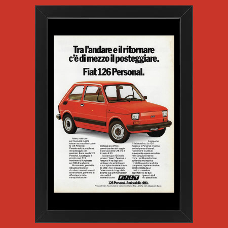 Ans 70 * Publicité Original "Fiat, 126 Personal, Amica della Città" Cadre