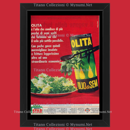 Ans 60 * Publicité Original "Olita, Olio di Semi, Insalata" Cadre