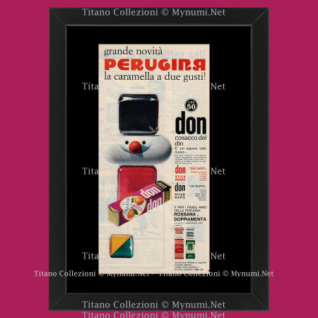 Ans 60 * Publicité Original "Perugina - STUDIO TESTA, Don Cosacco del Din" Cadre