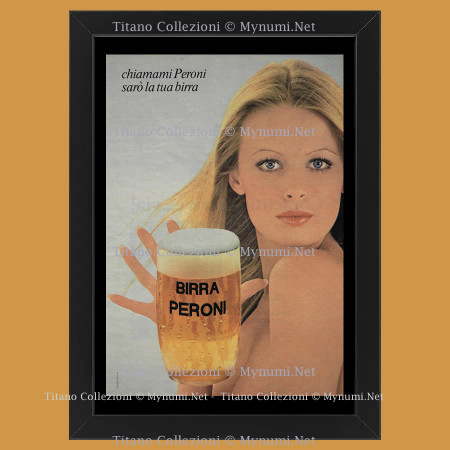 Ans 70 * Publicité Original "Peroni - STUDIO TESTA, Sarò La Tua Birra, Bicchiere" Cadre