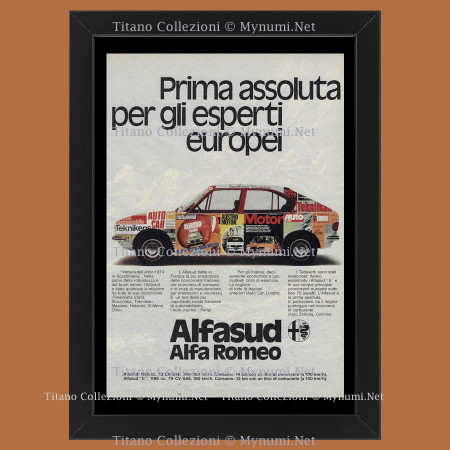 Ans 70 * Publicité Original "Alfa Romeo, Alfasud, Prima Assoluta per Gli Esperti Europei" Cadre