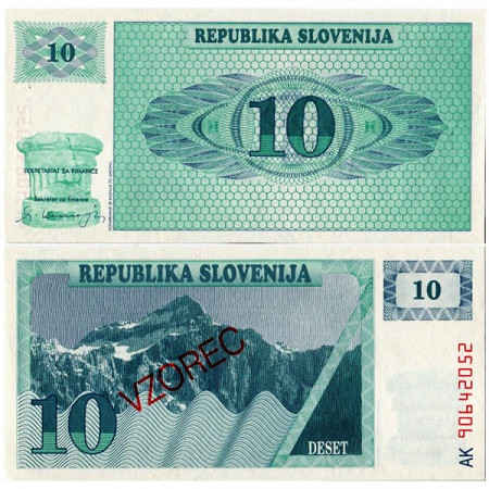 1990 * Billet Slovénie 10 Tolarjev  “Vzorec - Specimen” (p4s1) NEUF