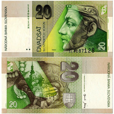 2001 * Billet Slovaquie 20 Korun "Prince Pribina" (p20e) NEUF