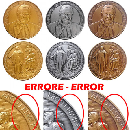 2013 * Set VATICAN 3 médailles Pape François erreur rare