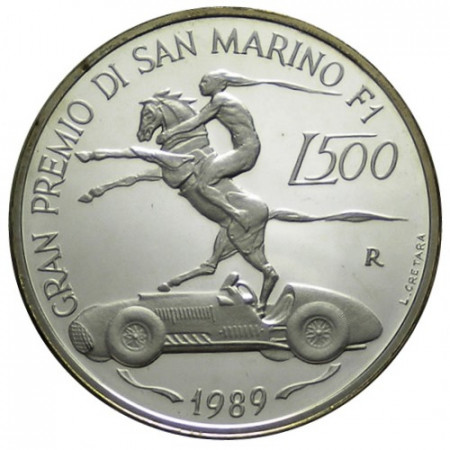 1989 * 500 Lire Argent Saint Marin "Grand Prix F1" (KM 243) BE