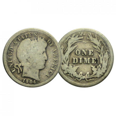 1904 (P) * 10 Cents (Dime) Dollar États-Unis "Barber Dime" (KM 113) TB